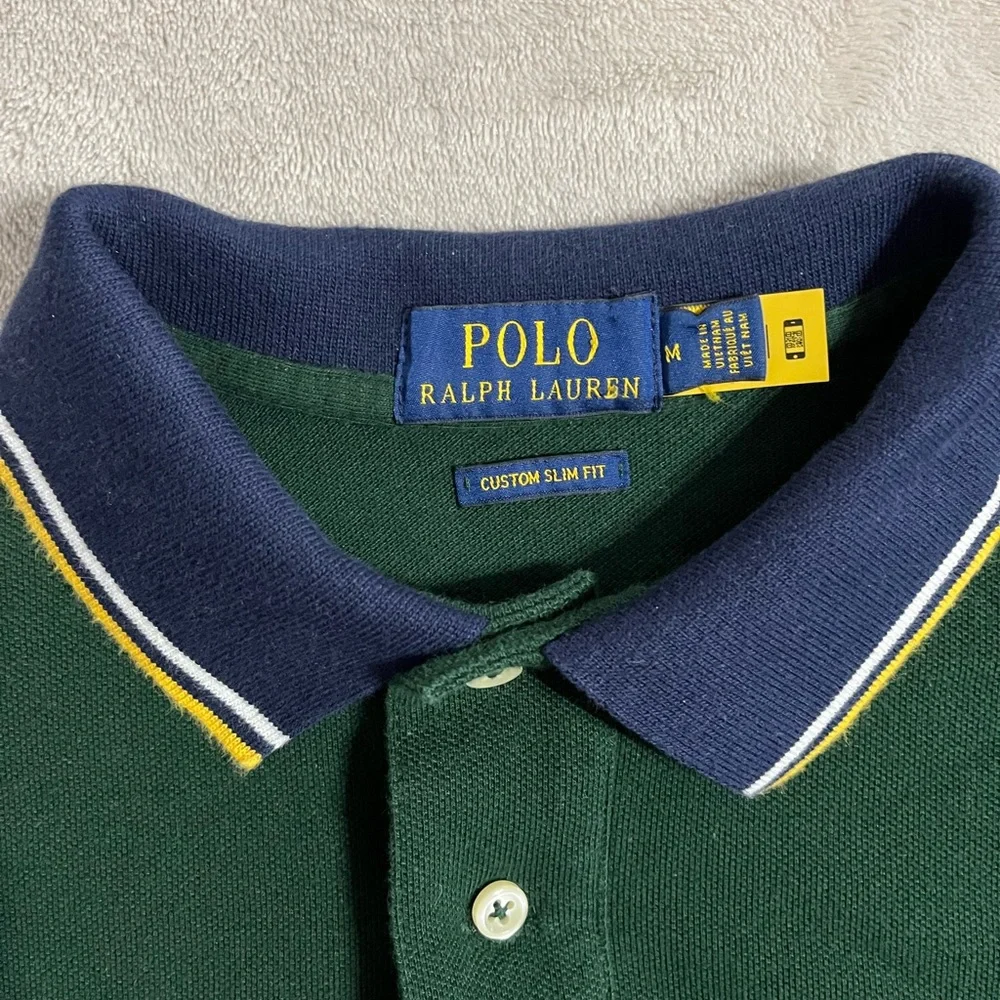 Ralph Lauren Green Navy White Striped Polo Shirt